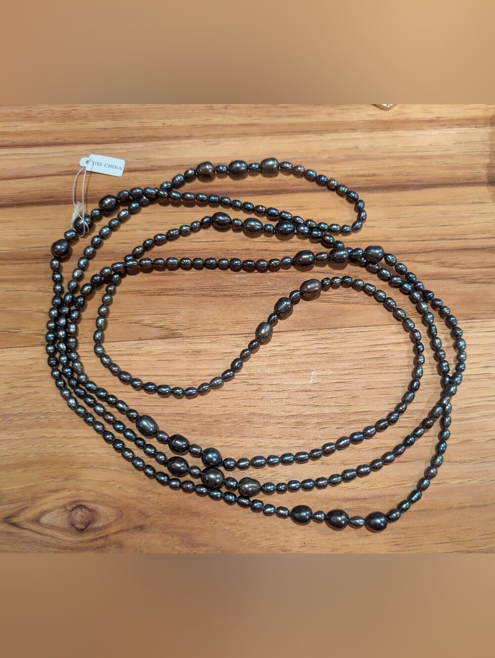 Long Natural Peacock Pearl Necklace